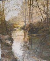 Landscape - By The River - Acril On Canvas